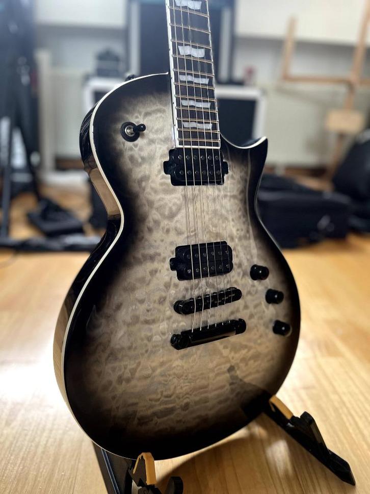 ESP LTD EC-1000T Deluxe QM Charcoal, Muziek en Instrumenten, Snaarinstrumenten | Gitaren | Elektrisch, Zo goed als nieuw, Solid body
