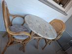 Bistroset met 2 rieten stoelen (incl. kussens), Tuin en Terras, Rotan, Zo goed als nieuw, Stoel, Tuinset