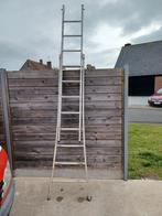 Ladder 2x8tr solide alu uitschuifbaar 4.20H open staan p85eu, Ladder, Ophalen of Verzenden