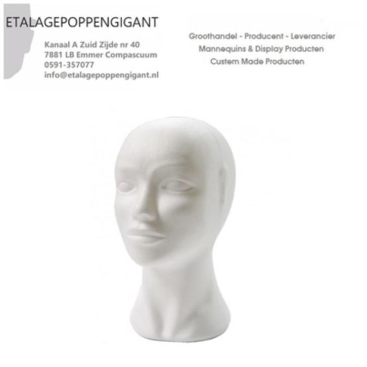 Presentatie Hoofd Vrouwl. M Piepschuim Etalagepoppengigant, Kleding | Dames, Hoeden en Petten, Nieuw, One size fits all, Ophalen of Verzenden