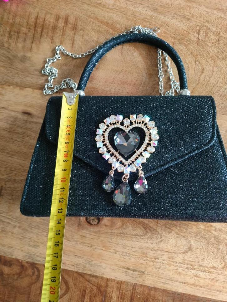 Handtas avondtasje glitter zwart, Handtassen en Accessoires, Tassen | Damestassen, Zo goed als nieuw, Avondtasje, Zwart, Ophalen of Verzenden