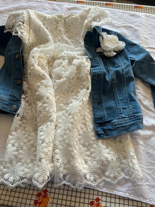 feest-communiekleedje mt 134+jeansvestje nieuw + geschenkje, Kinderen en Baby's, Kinderkleding | Maat 134, Nieuw, Meisje, Setje