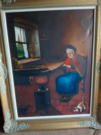 Prachtige mooie grote antieke gesingeerde doek schilderij, Antiek en Kunst, Ophalen