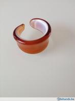 Roestbruine handgemaakte Murano glas ring, Handtassen en Accessoires, Nieuw, Overige materialen, Bruin, Dame of Heer
