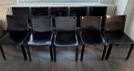 Set van 10 Cassina stoelen (model 412 CAB), Ophalen, Zwart, Leer, Vijf, Zes of meer stoelen