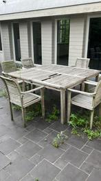 tuintafel en stoelen teak, Tuin en Terras, Ophalen, Zo goed als nieuw, Hout