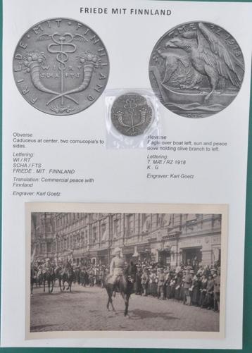 1918 FRIEDE MIT FINLAND, munt + foto/pamflet beschikbaar voor biedingen