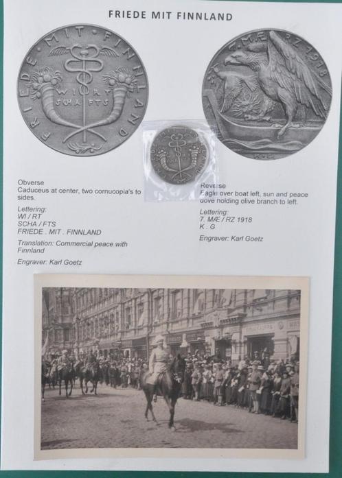 1918 FRIEDE MIT FINLAND, munt + foto/pamflet, Verzamelen, Militaria | Algemeen, Landmacht, Embleem of Badge, Verzenden