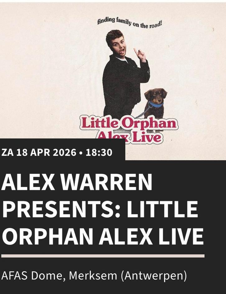Alex warren tickets, Tickets en Kaartjes, Concerten | Pop, Twee personen, April