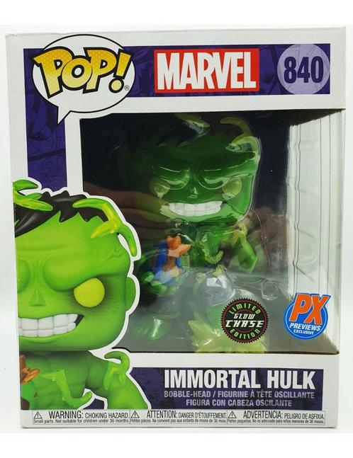 Funko POP Marvel Immortal Hulk (840) Limited Glow Chase..., Collections, Jouets miniatures, Comme neuf, Envoi