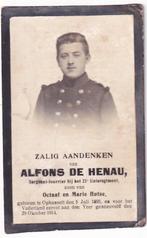 Alfons De Henau Ophasselt Soldaat + Oudstuivekenskerke 1914, Bidprentje, Ophalen of Verzenden