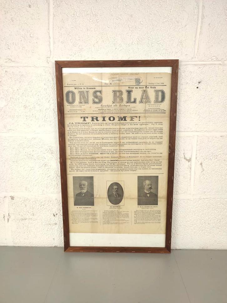 Affiche 'ons blad' 1904 - overwinning liberalen, Collections, Posters & Affiches, Enlèvement ou Envoi