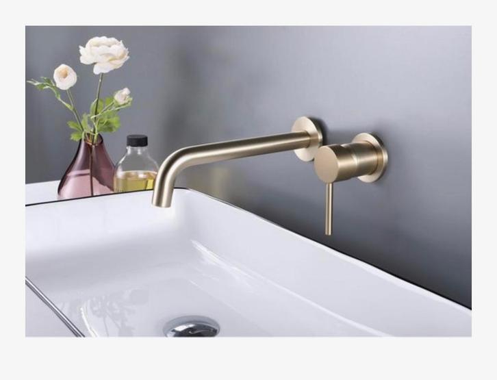 Wesseling & Bos Inbouw Wastafelkraan – Mat Goud – Nieuw, Doe-het-zelf en Bouw, Sanitair, Zo goed als nieuw, Kraan, Ophalen
