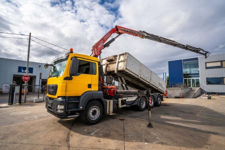MAN TGS 32.400 BL + Fassi 245A/5x (bj 2014), Auto's, Vrachtwagens, Bedrijf, Te koop, Airconditioning, Elektrische ramen, Trekhaak