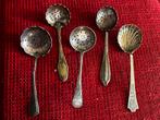 5 antieke verzilverde suiker lepels, Ophalen of Verzenden