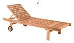 TUIN LIGBED deLuxe teak - verstelbaar, op wielen - MIN 75%, Ophalen, Gebruikt, Hout, Verstelbaar