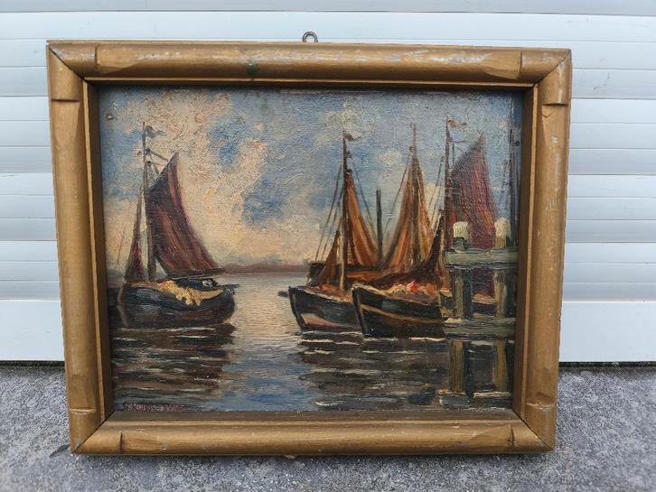 Huile sur panneau marine signe g vandesteene, Antiquités & Art, Art | Peinture | Classique, Enlèvement ou Envoi