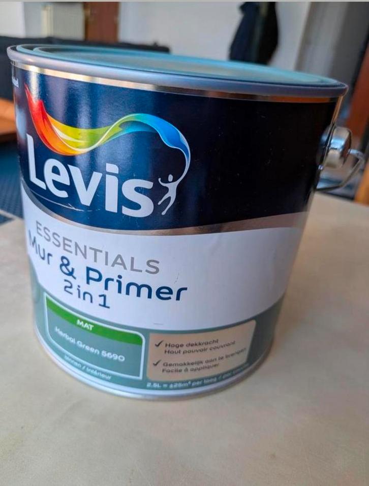 Levi's essentials, herbal green, 2.5 L, Doe-het-zelf en Bouw, Verf, Beits en Lak, Nieuw, Ophalen of Verzenden