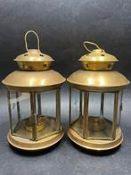 Vintage messing en glazen lantaarns theelichthouder, Ophalen