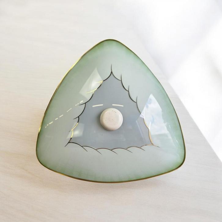 Vintage glazen plafondlamp /plafonniere, Antiek en Kunst, Antiek | Verlichting, Ophalen of Verzenden