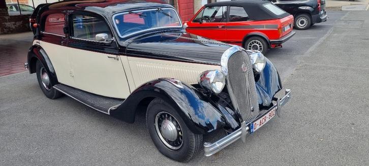 Hotchkiss 480 1937, Auto's, Overige Auto's, Particulier, Benzine, Berline, 4 deurs, Handgeschakeld, Stof, Voorwielaandrijving