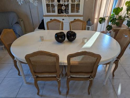 Landelijke tafel met 6 stoelen, Huis en Inrichting, Tafels | Eettafels, Zo goed als nieuw, 100 tot 150 cm, 150 tot 200 cm, Vijf personen of meer
