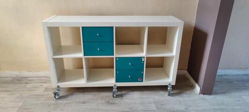 Ikea Expedit 2x4 met 4 laden en op wielen, Huis en Inrichting, Kasten | Wandmeubels, Zo goed als nieuw, Ophalen