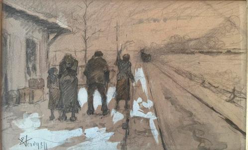 Werk op papier van Eugène Verdyen (1836-1903), Antiek en Kunst, Kunst | Tekeningen en Fotografie, Ophalen of Verzenden