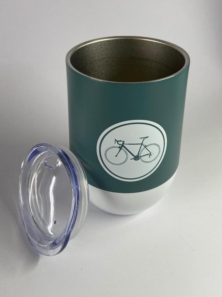 Fiets Thermosbeker met drinkdeksel, Collections, Verres & Petits Verres, Comme neuf, Autres types, Enlèvement ou Envoi