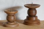 set kandelaars, Ophalen, Bruin, Zo goed als nieuw, Hout