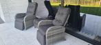 2 Verstelbare lounge stoelen + voetenbank, Tuin en Terras, Gebruikt, Rotan, Loungeset, Stoel