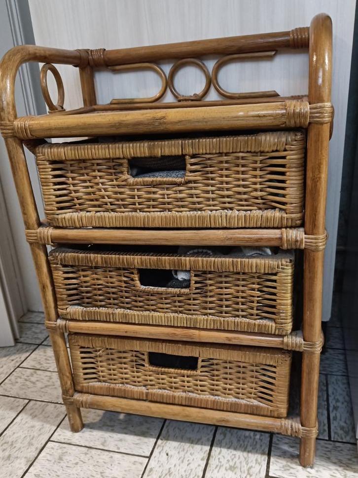 Rieten ladekastje, Huis en Inrichting, Kasten | Ladekasten, Gebruikt, Minder dan 100 cm, Minder dan 50 cm, 25 tot 50 cm, 3 of 4 laden