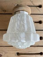 Antieke art deco plafondlamp wit gewolkt glas, Ophalen of Verzenden