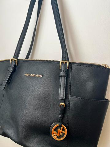 Michael Kors saffiano leren tote handtas zwart, Ophalen of Verzenden, Zo goed als nieuw, Zwart, Handtas