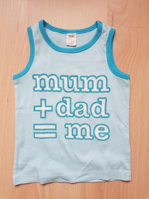 Turquoise topje met quote - maat 86, Kinderen en Baby's, Babykleding | Maat 86, Gebruikt, Jongetje of Meisje, Shirtje of Longsleeve