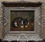 Schilderij speelse kitten met een libelle Benno Kögl, Antiek en Kunst, Ophalen of Verzenden