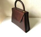 Vintage lederen dames handtas, Handtassen en Accessoires, Tassen | Damestassen, Ophalen, Zo goed als nieuw, Bruin, Handtas