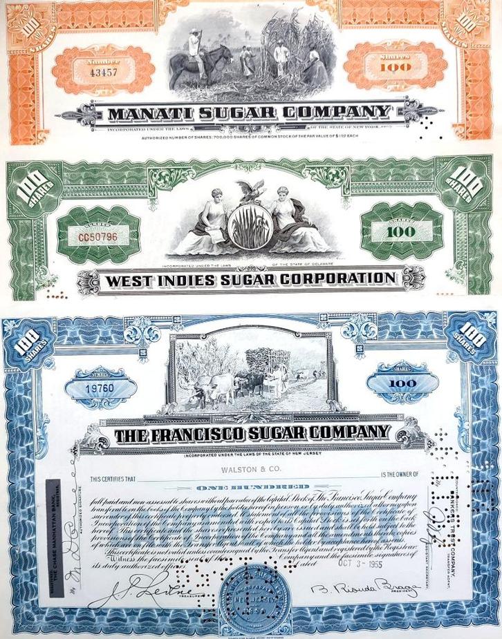 3X Cuba Collectibles aandelen 1950-1955-1959, Postzegels en Munten, Aandelen en Waardepapieren, Certificaat van aandeel, 1950 tot 1970