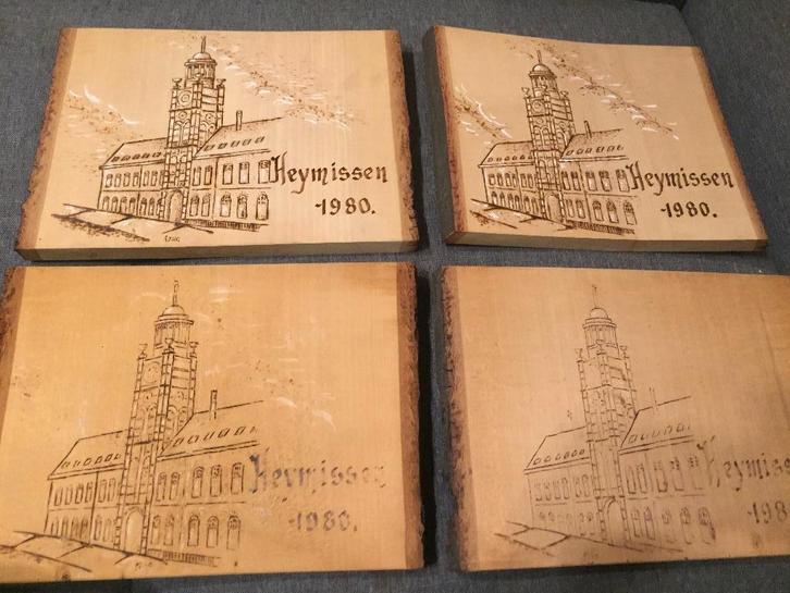 Gravuren Abdij Hemiksem op hout, Antiquités & Art, Art | Peinture | Classique, Enlèvement ou Envoi