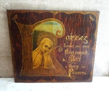 Oud houten wandpaneel 'Mère Vierge des Pauvres'