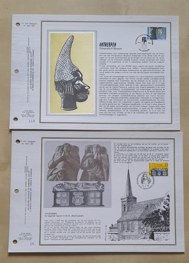 Année 1988 : Cartes souvenirs fdc soie - 2298-2301 : Culture, Enlèvement ou Envoi