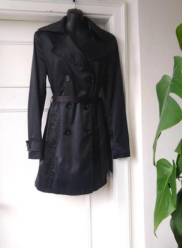 Zara zwarte regenjas / trench coat, glossy, mt M