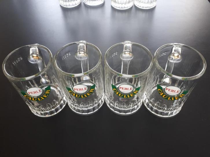 8 Perle Caulier bierglazen jaren 50, Verzamelen, Glas en Drinkglazen, Gebruikt, Bierglas, Ophalen