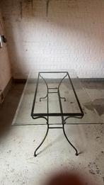 tafel met glazen blad, Huis en Inrichting, Tafels | Eettafels, Ophalen, Gebruikt, Glas op metalen frame, 50 tot 100 cm