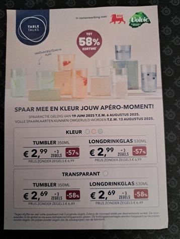 20 spaarzegels Table Talks drinkglazen Delhaize beschikbaar voor biedingen