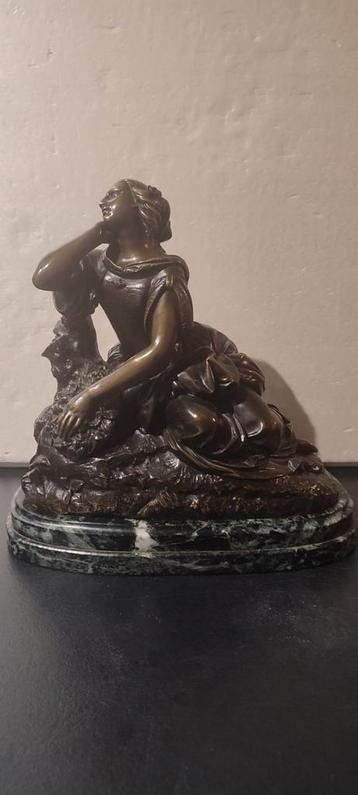 Zeer mooie oude Brons op mooie sokkel 26 op 25 cm get. 1844, Antiek en Kunst, Kunst | Beelden en Houtsnijwerken, Ophalen of Verzenden
