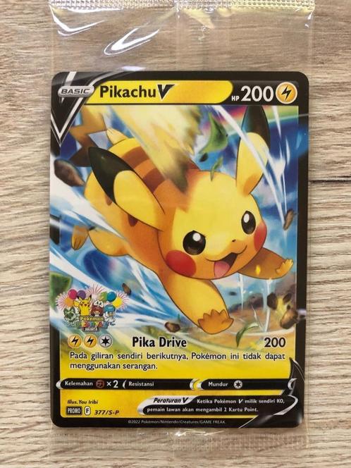 Pokemon Indonesia Festival Jakarta 2024 - Pikachu V -sealed!, Hobby en Vrije tijd, Verzamelkaartspellen | Pokémon, Nieuw, Losse kaart
