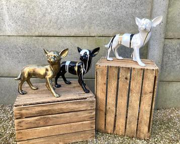 Chihuahua beeld H 32cm, Tuin en Terras, Ophalen, Nieuw, Overige materialen, Dierenbeeld