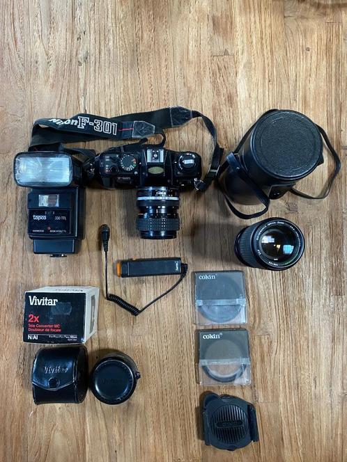 Nikon F-301 "vinted" camera met toebehoren, Audio, Tv en Foto, Fotocamera's Analoog, Gebruikt, Spiegelreflex, Nikon, Ophalen