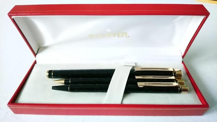 Sheaffer Targa Spiral Balpen+Vulptlood+Vulpen 14K/585 F-nib, Verzamelen, Pennenverzamelingen, Nieuw, Pennenset, Sheaffer, Met doosje